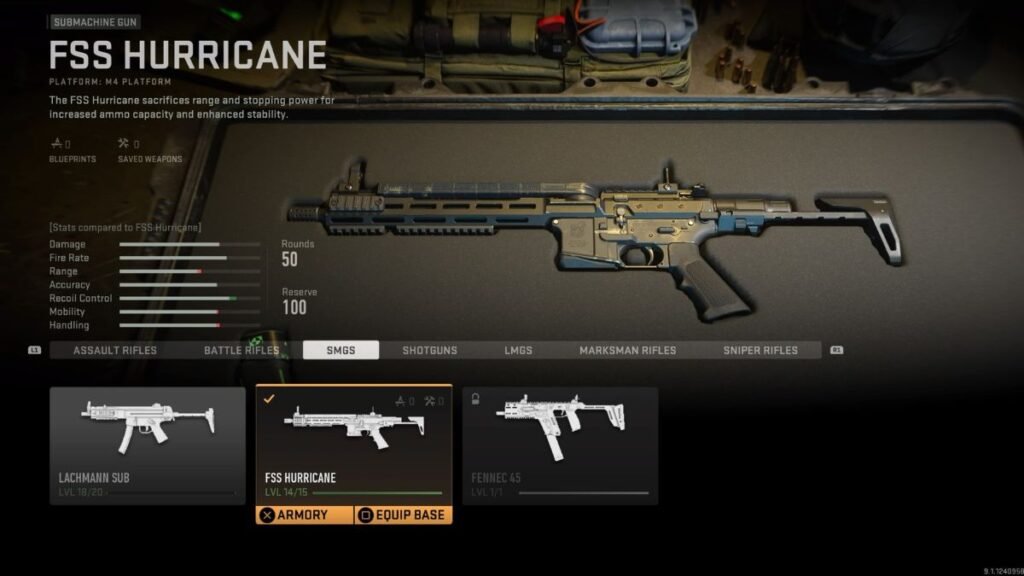 FSS Hurricane en los menús de Modern Warfare 2