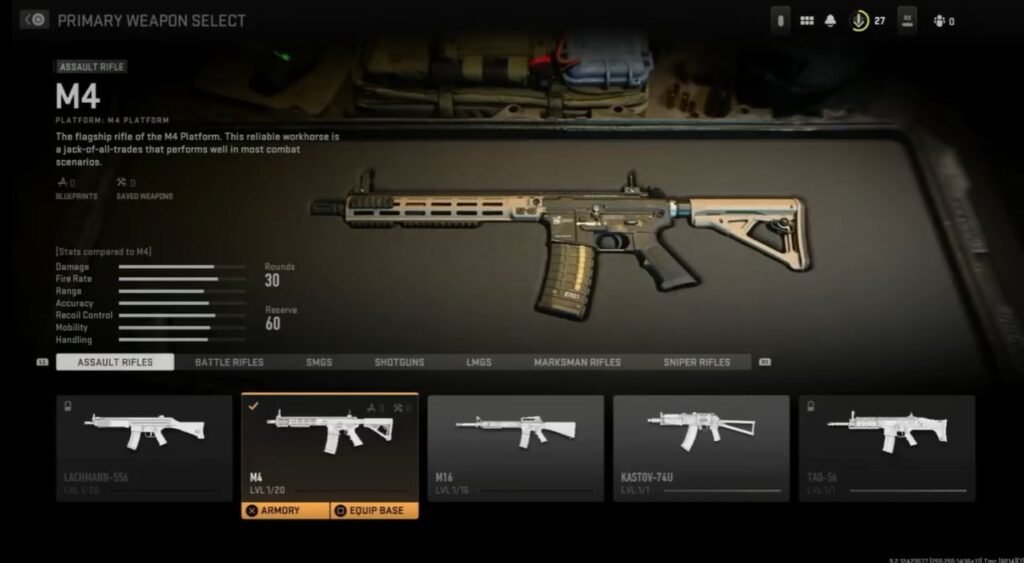 Estadísticas de M16 en Modern Warfare 2 