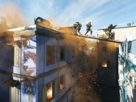 modern warfare 2 operators crossing buildings on rooftops