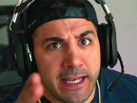 NICKMERCS pointing at his camera