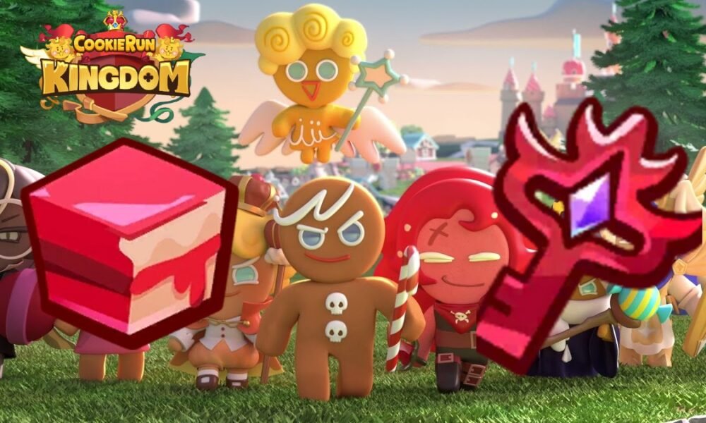 Cookies from Cookie Run Kingdom with Searing Keys and Chaos Cake Pieces