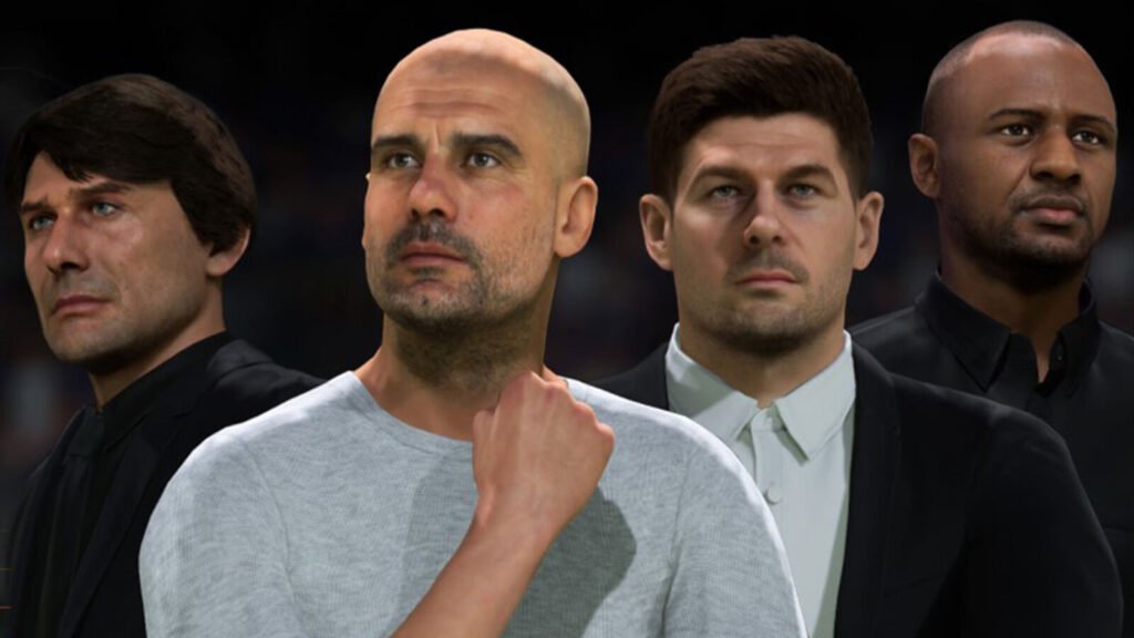 conte, guardiola, gerrard y viera en fifa 23