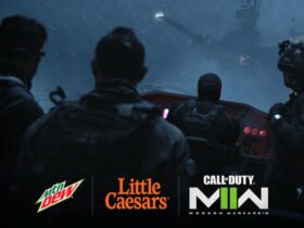 Modern Warfare 2 operators and mtn dew little Caesars logos