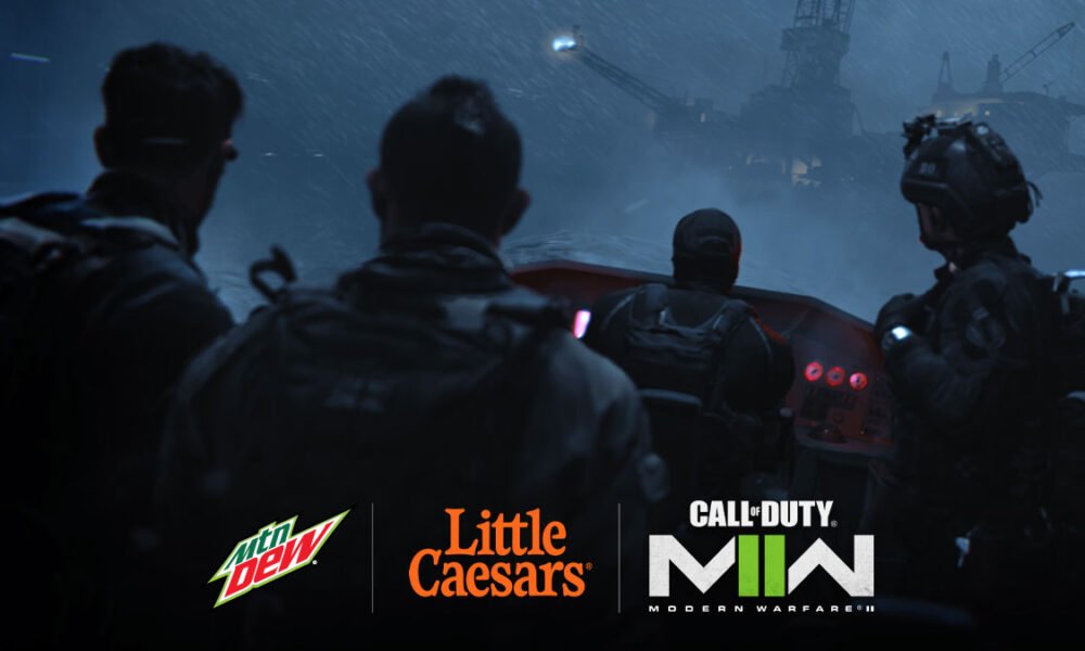 Modern Warfare 2 operators and mtn dew little Caesars logos