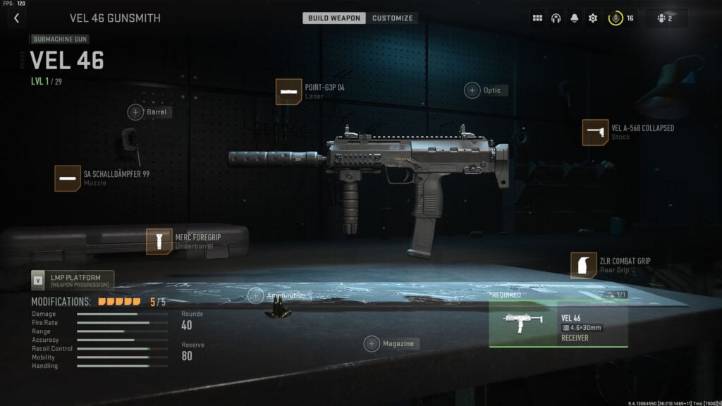 Accesorios de equipamiento de Modern Warfare 2 VEL 46 MP7