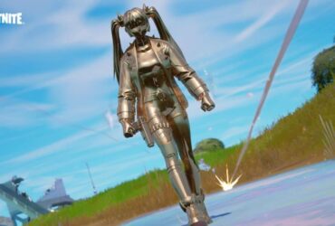 Fortnite character covered in chrome