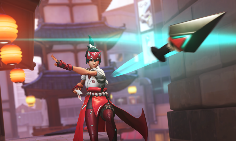 kiriko throwing a kunai in overwatch 2