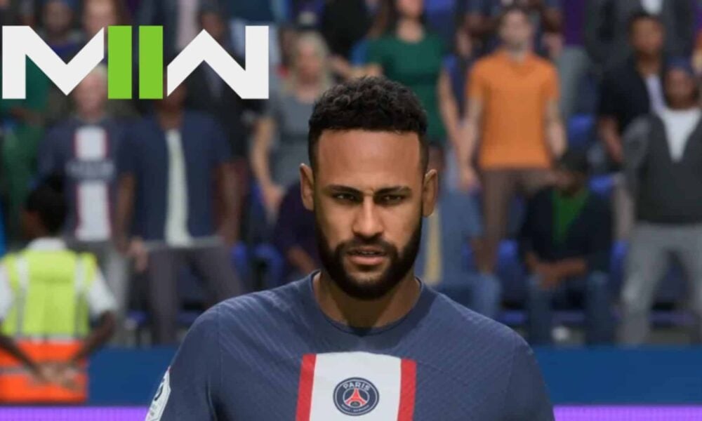 neymar jr in fifa 23 with mw2 logo