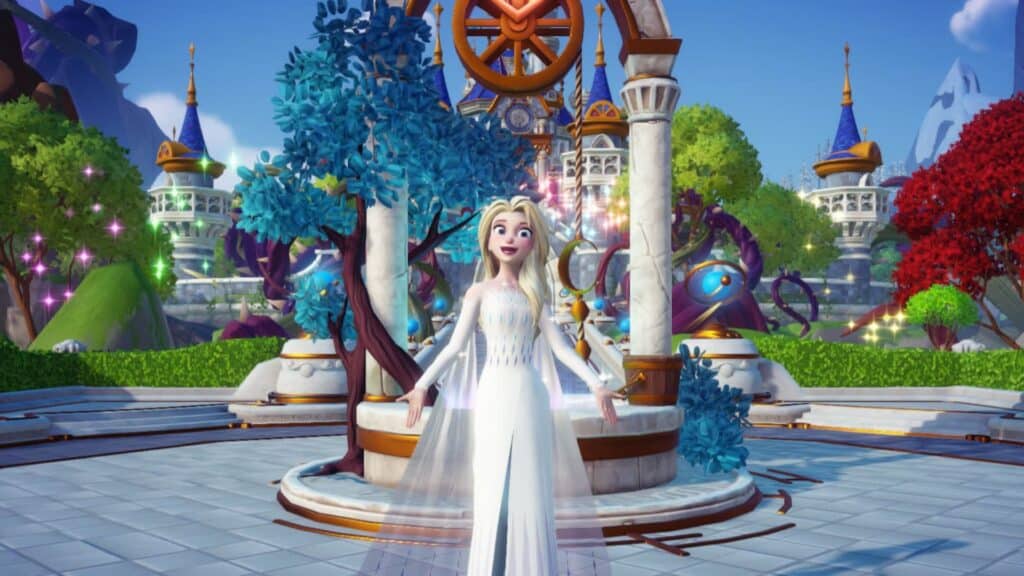 Elsa posando en Disney Dreamlight Valley