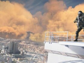 warzone operator standing on building