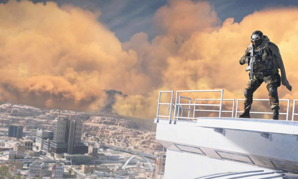 warzone operator standing on building