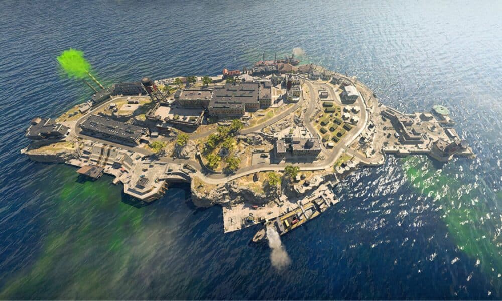 overhead view of rebirth island in cod warzone