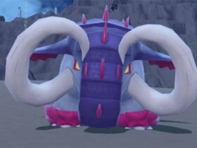 close up shot of titan pokemon in scarlet and violet