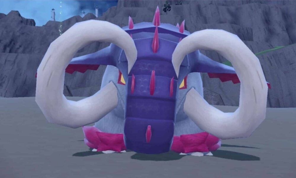 close up shot of titan pokemon in scarlet and violet