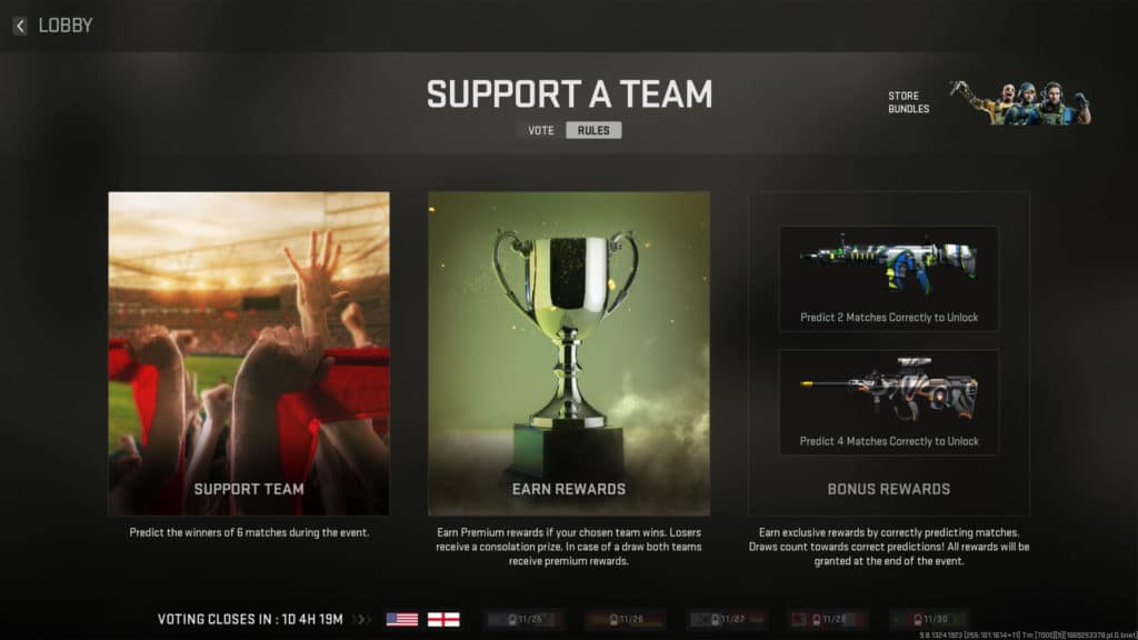 Reglas de eventos de Modern Warfare 2 Support A Team