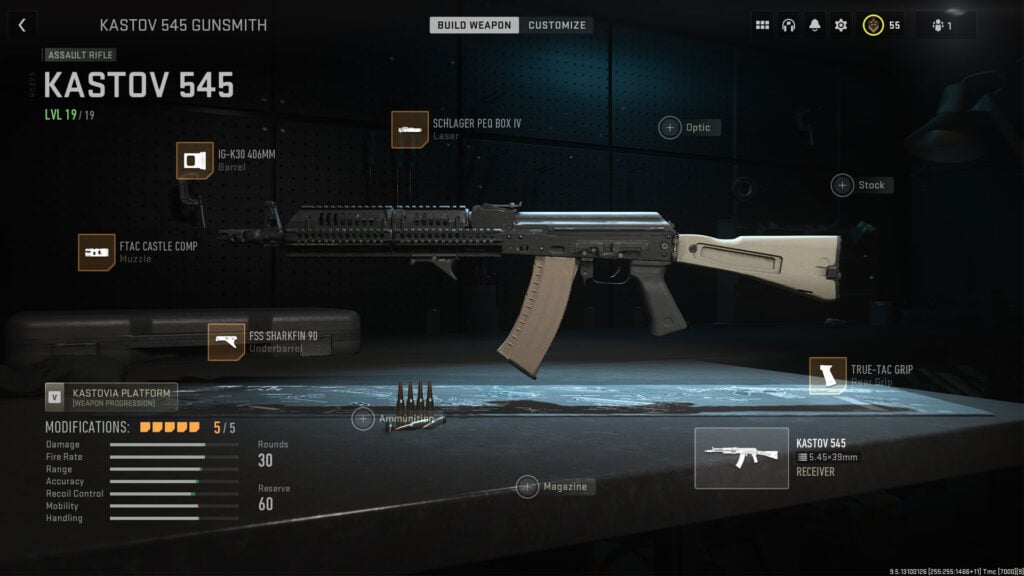 Accesorios de carga Kastov 545 en Modern Warfare 2
