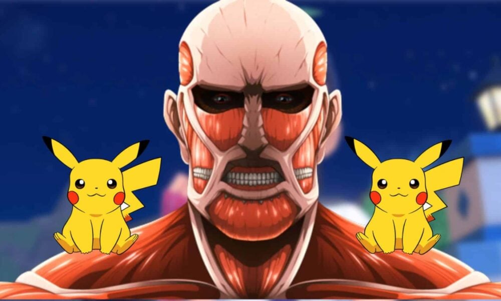 pikachus with colossal titan in pokemon scarlet and violet