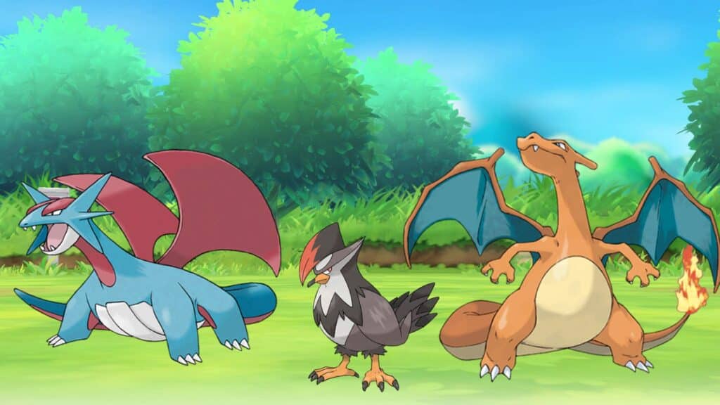 salamence staraptor charizard en pokemon ir