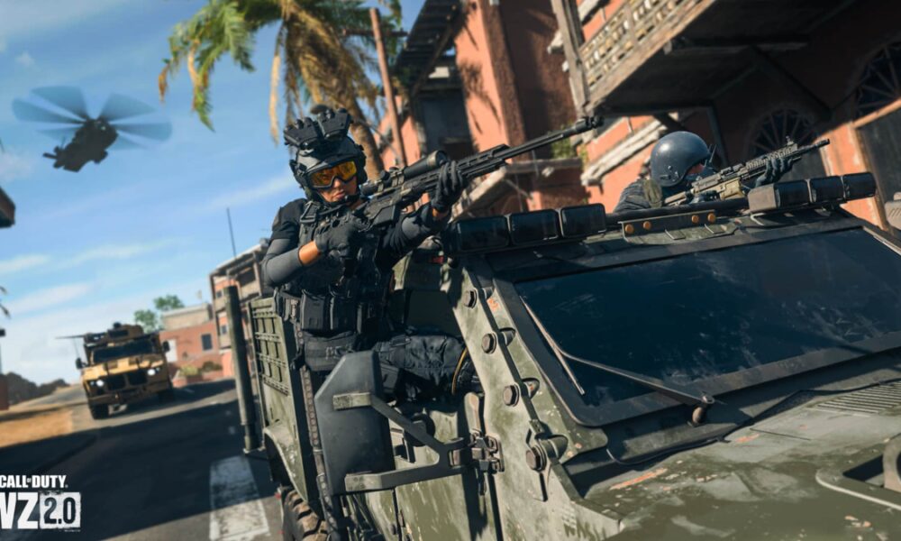 warzone 2 operator hanging out of car window