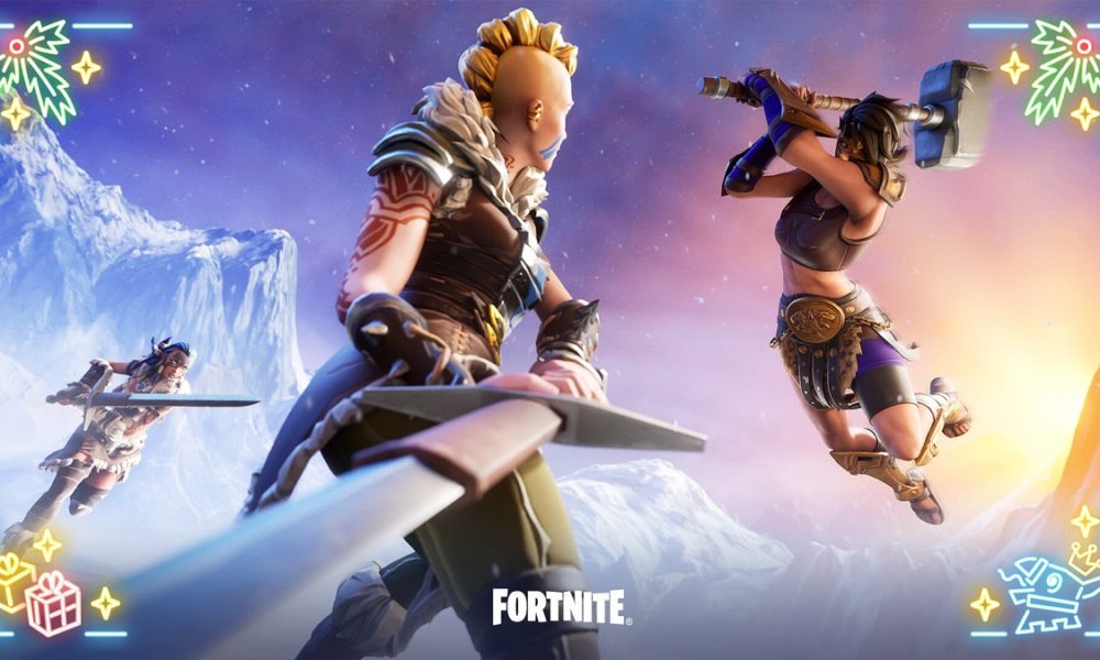 Fortnite Winterfest 2022 characters battling