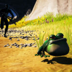 Fortnite character chasing frog