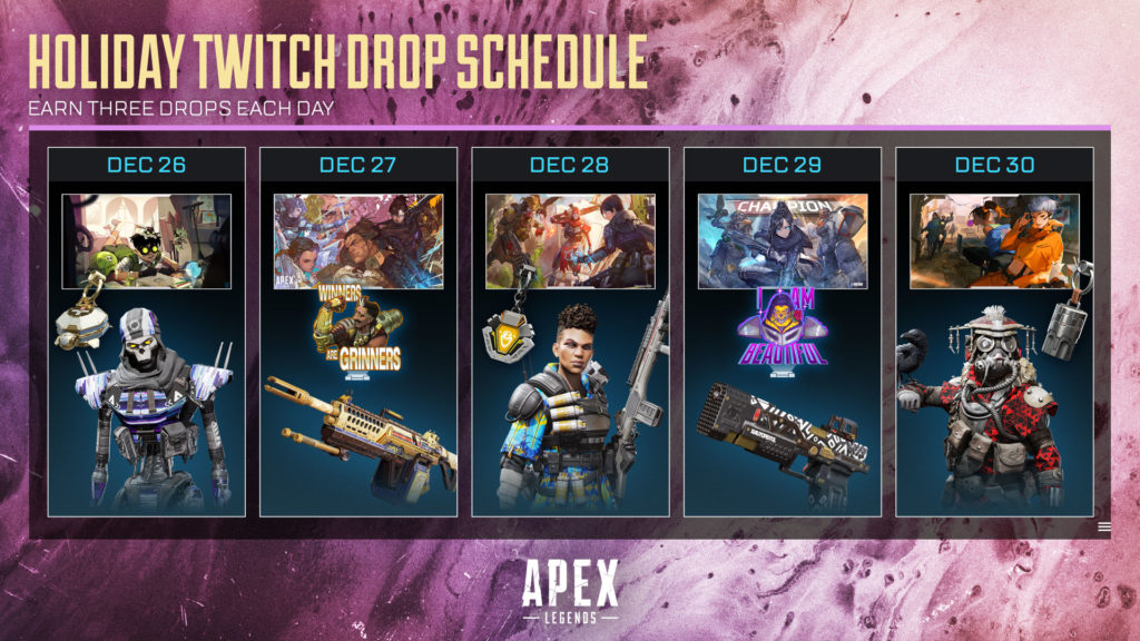 Recompensas navideñas de Apex Legends Twitch Drop