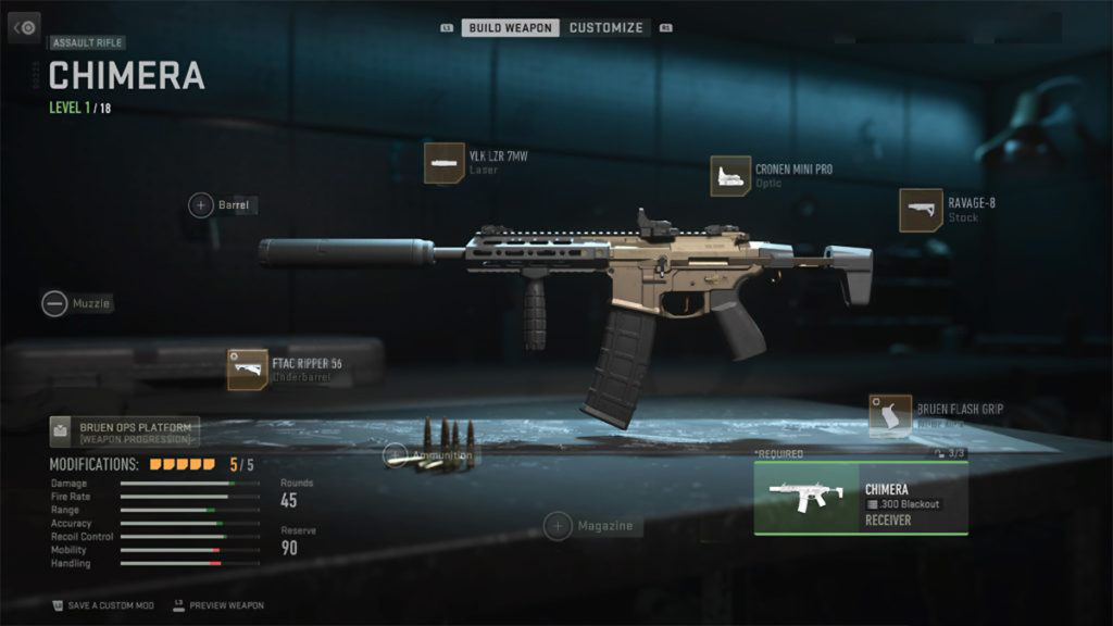 Accesorios de equipamiento de Modern Warfare 2 Chimera