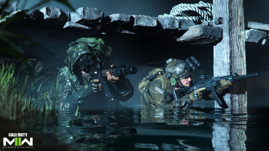 Operadores de Modern Warfare 2 en misión de agua sigilosa