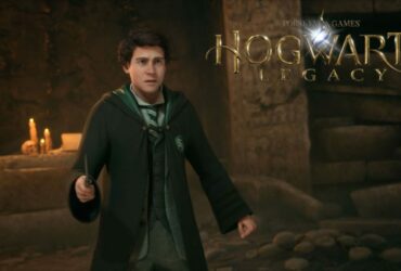 hogwarts legacy character holding wand