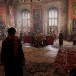 hogwarts legacy student walking in the common room