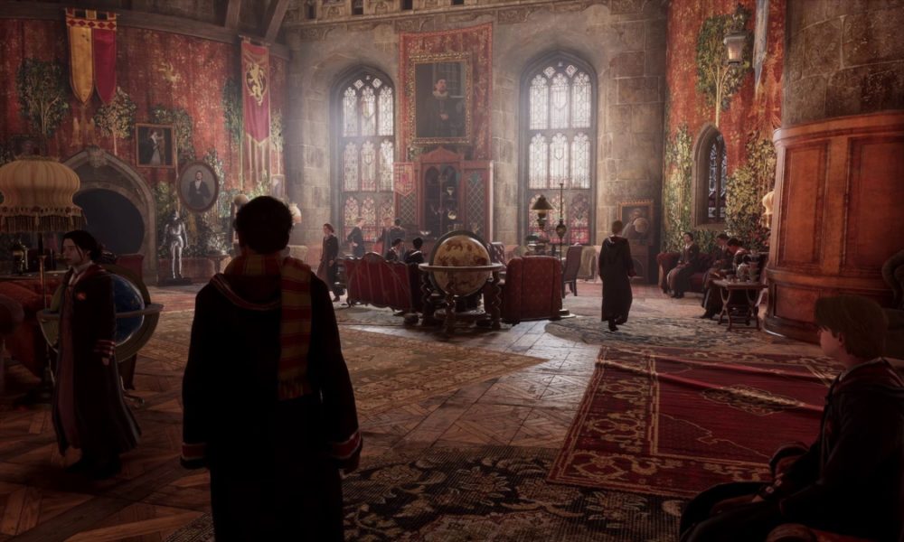 hogwarts legacy student walking in the common room