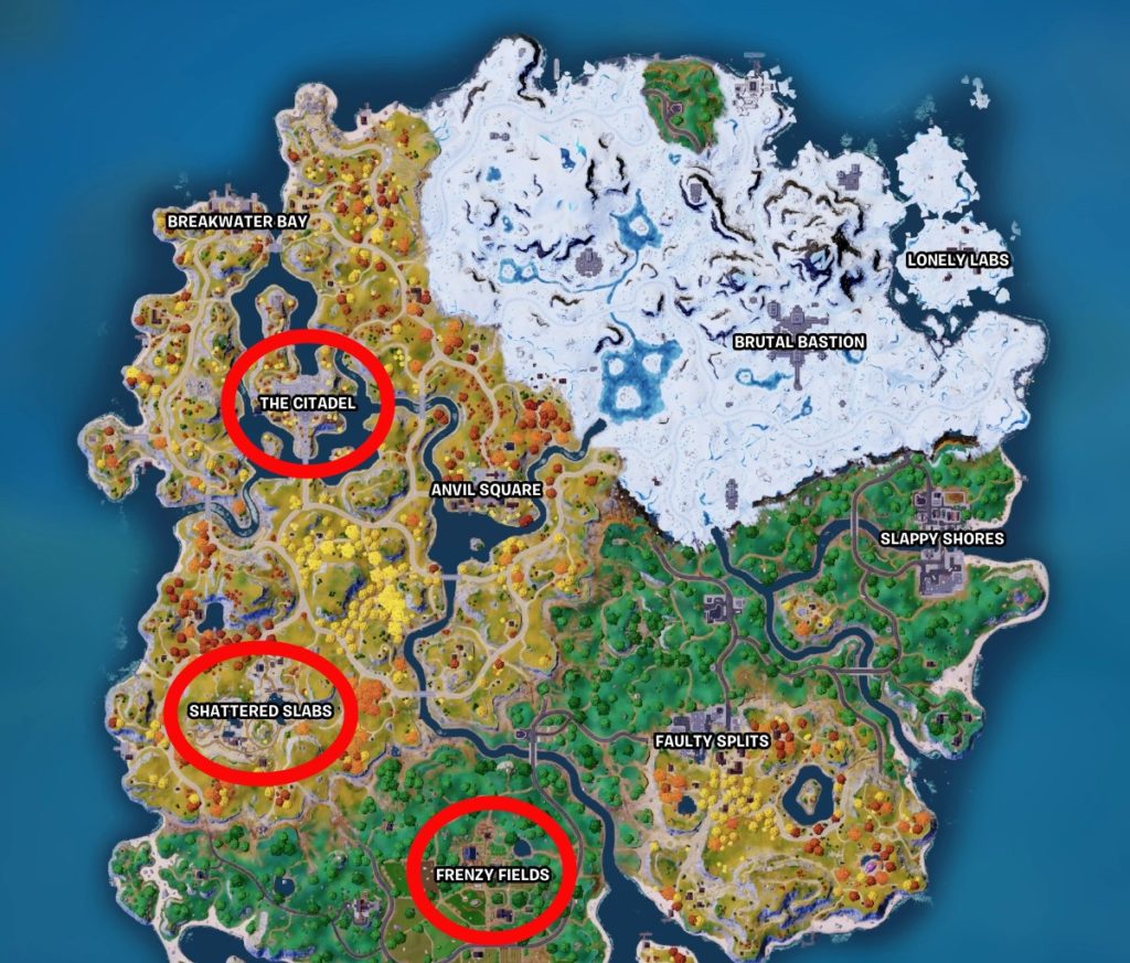 mapa de ubicaciones de lobos en fortnite