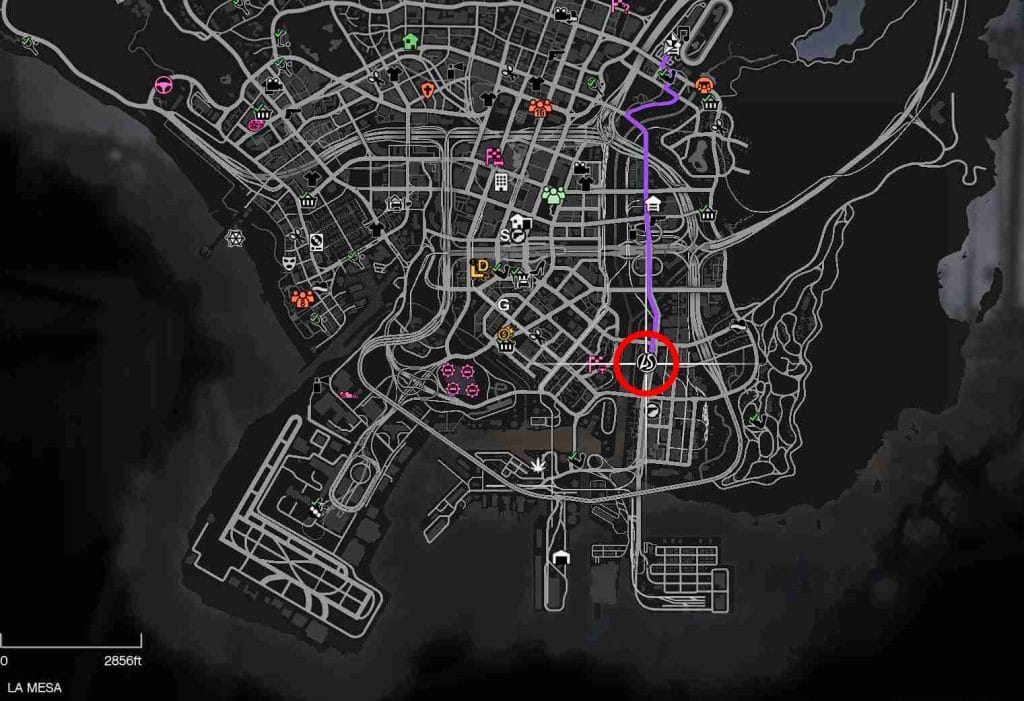 Mapa que muestra la ubicación de Los Santos Car Meet