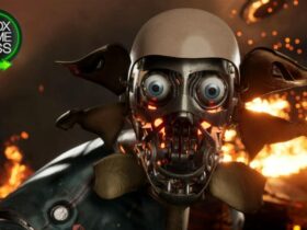 Atomic Heart robot with Game Pass logo