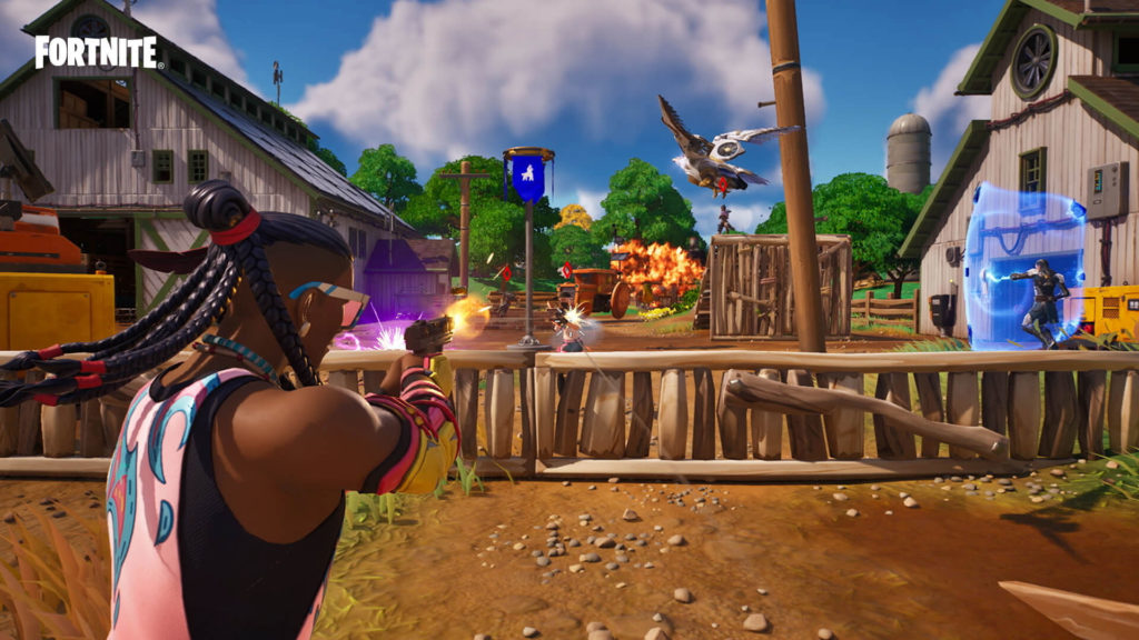 Elemento Falcon Scout volando en Fortnite