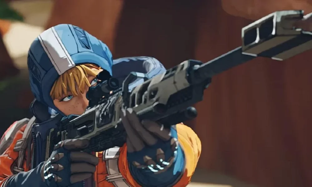 wattson from apex legends aiming with a sniper