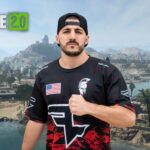 NICKMERCS in front of Warzone 2 Al Mazrah map