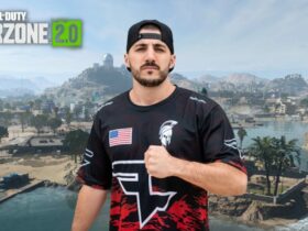 NICKMERCS in front of Warzone 2 Al Mazrah map