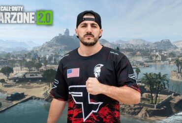 NICKMERCS in front of Warzone 2 Al Mazrah map