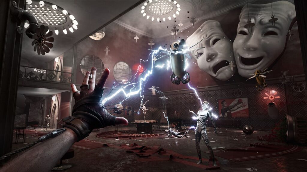 Jugador de Atomic Heart electrocutando a un enemigo