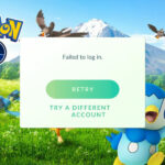 Pokemon Go characters and a log in error message