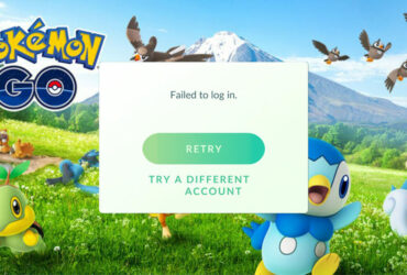 Pokemon Go characters and a log in error message