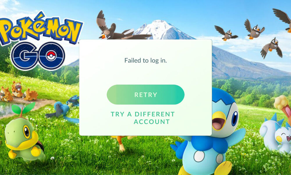 Pokemon Go characters and a log in error message