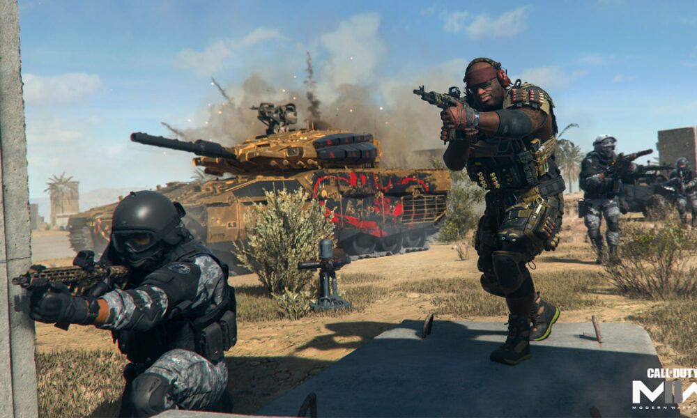 Modern Warfare 2 players fighting beside tank