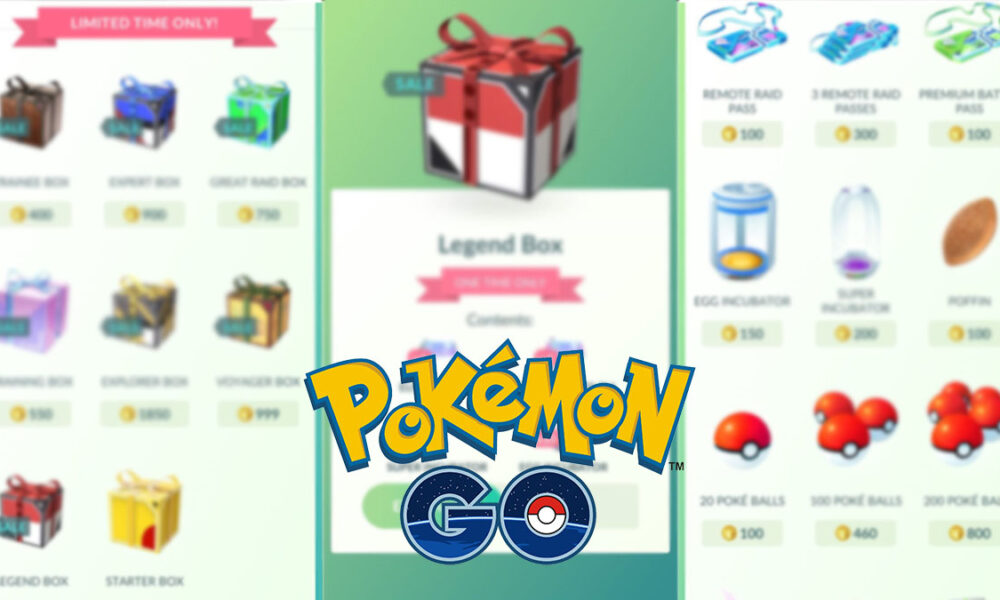 blurred screenshots and the Pokemon Go logo