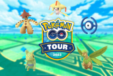 Shiny Pokemon surrounding the Pokemon Go Tour 2023 logo