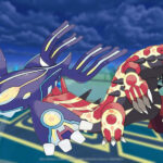 Primal Kyogre and Primal Groudon in a Pokemon Go background