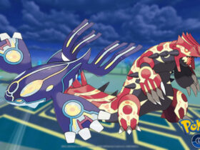 Primal Kyogre and Primal Groudon in a Pokemon Go background