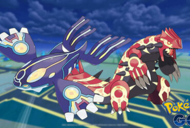 Primal Kyogre and Primal Groudon in a Pokemon Go background