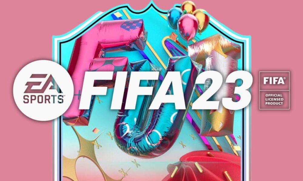 FIFA 23 FUT Birthday card behind logo